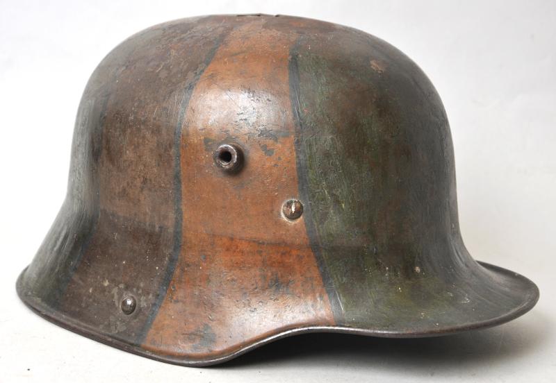 WW1 German Battle Damaged Camouflage M17 Helmet