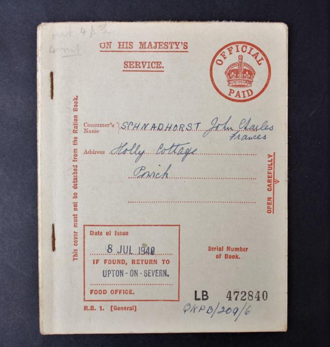 WW2 British Home Front Ration Book With German Name 1940