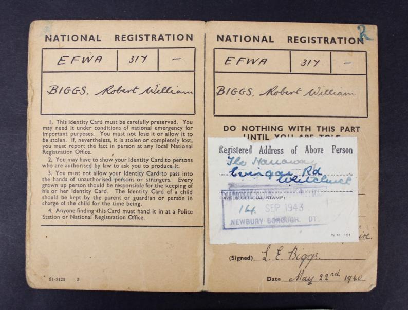 CS Militaria | WW2 British Home Front Identity Card Pair 1943