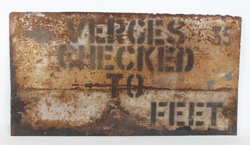 WW2 British N.W Europe 1944 'Check Verges' Sign