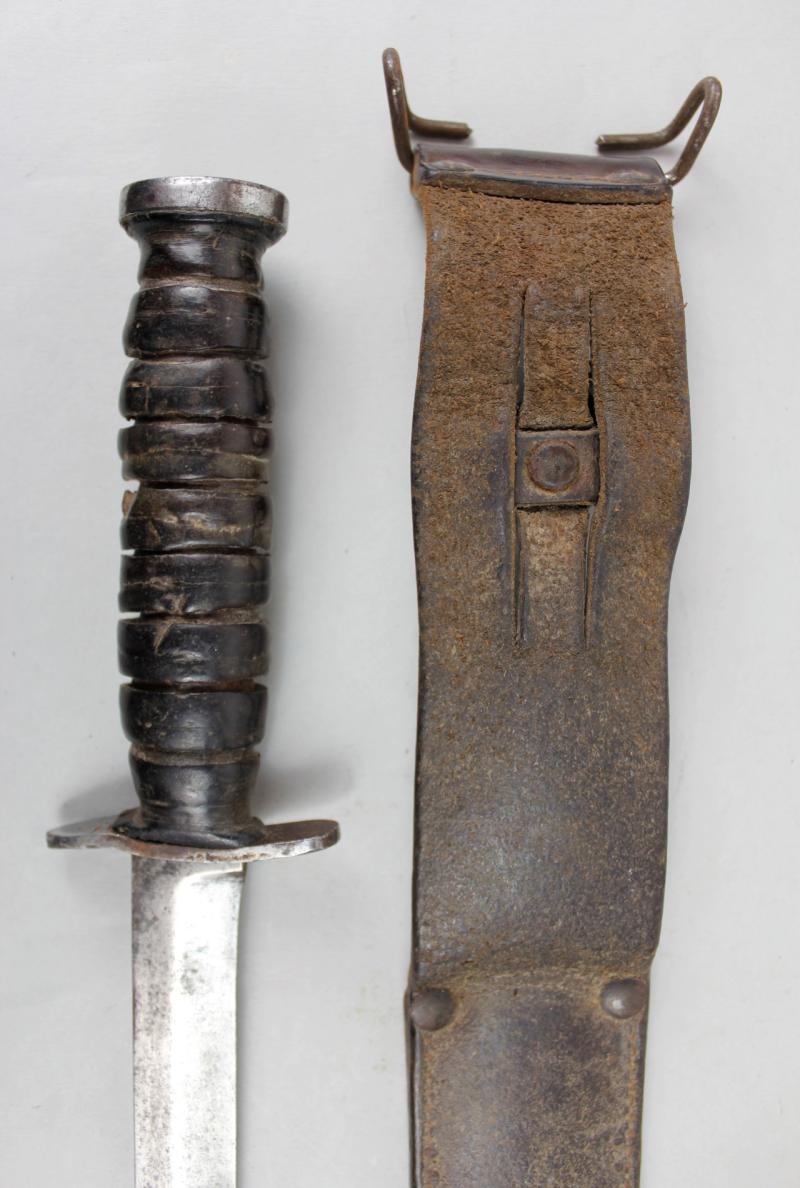WW2 US M3 Fighting Knife In Leather M6 Scabbard 1943