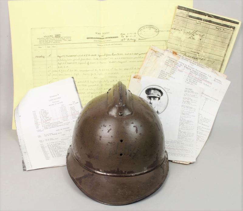WW1 British K.I.A 15th Hussars  Officer French 'Acier Trempe' Helmet