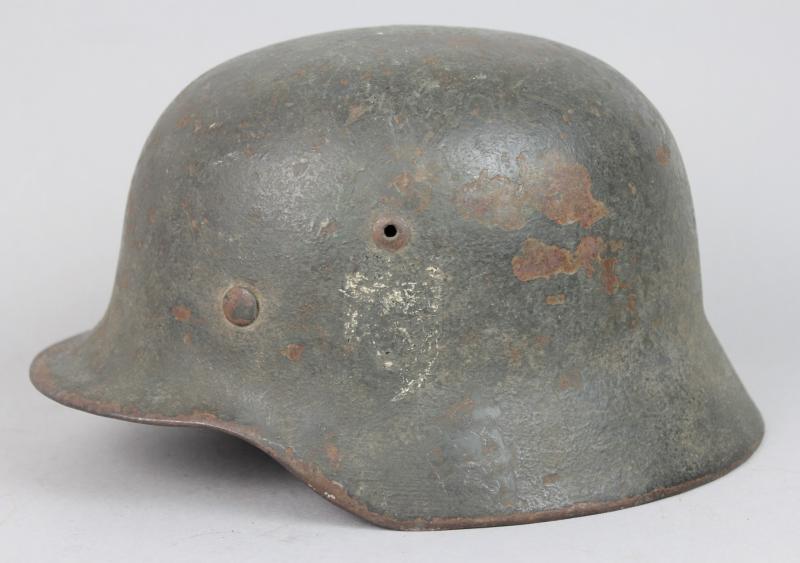 CS Militaria | WW2 German M35 Army Helmet With Rough Green Overpaint