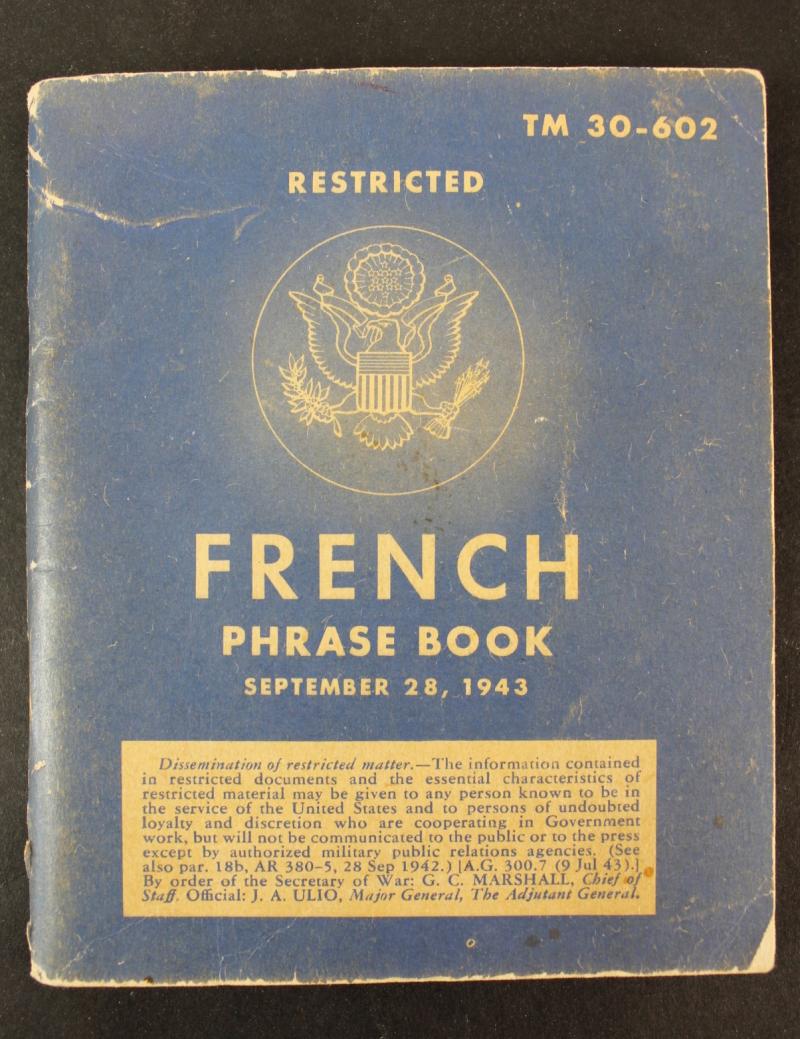 WW2 US Troops French Phrasebook , September 1943