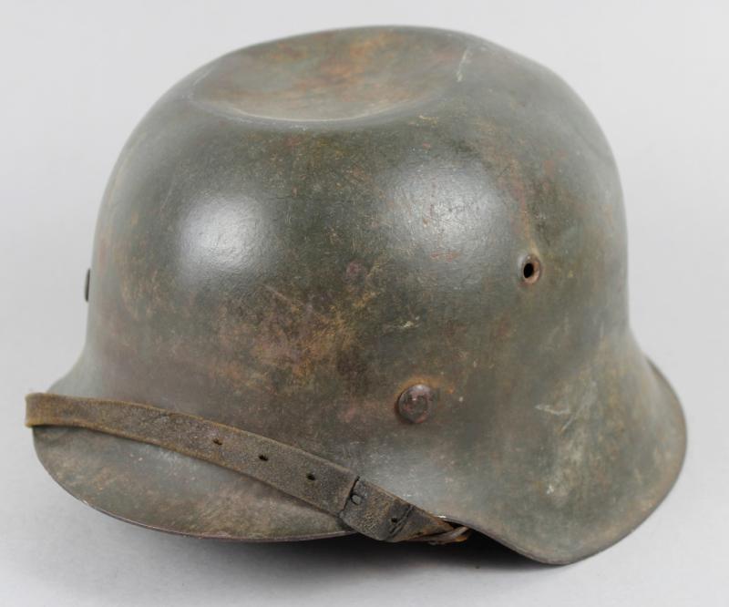 WW2 German M42 Helmet With Impact Dent To Top