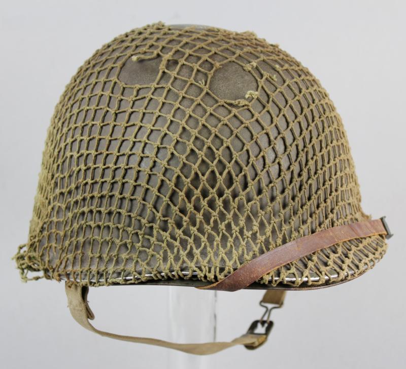 CS Militaria | WW2 US Front Seam Fixed Bales Netted Camouflage M1 Helmet