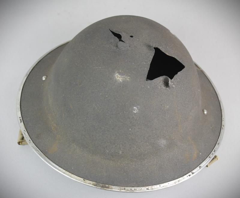 WW2 British Blast Damaged MkII Helmet