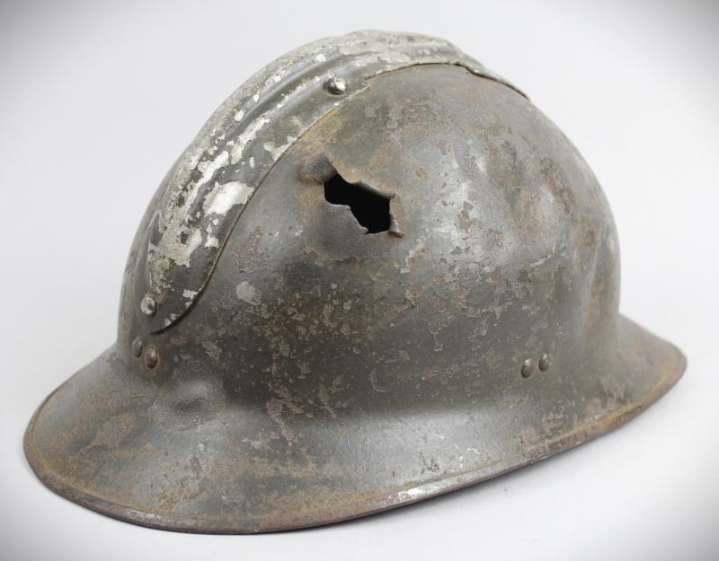 WW2 French 'Fall of France' Battle Damaged M26 Adrian Helmet