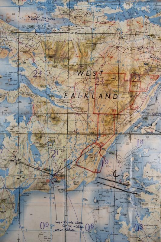 1982 Falklands War Harrier Pilots Map - Taken From Cockpit Of A Harrier