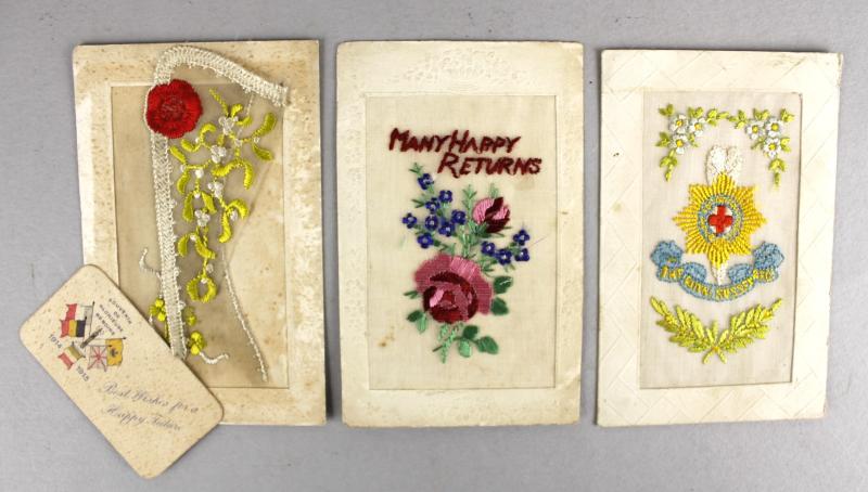 3  x WW1 Sweetheart Cards - Royal Sussex Regt Interest