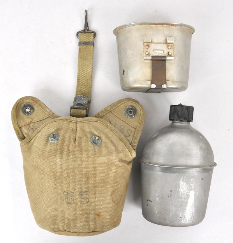 WW2 US Canteen Set With Cavalry Strap As Found Normandy