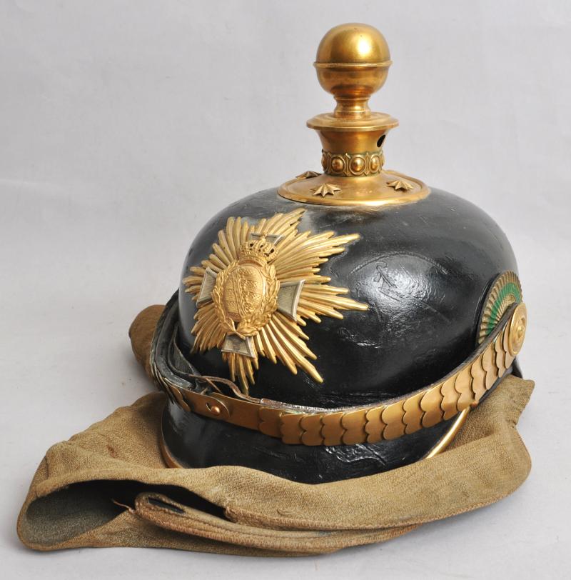WW1 German Saxon Reserve Artillery Officers Pickelhaube & Trench Cover