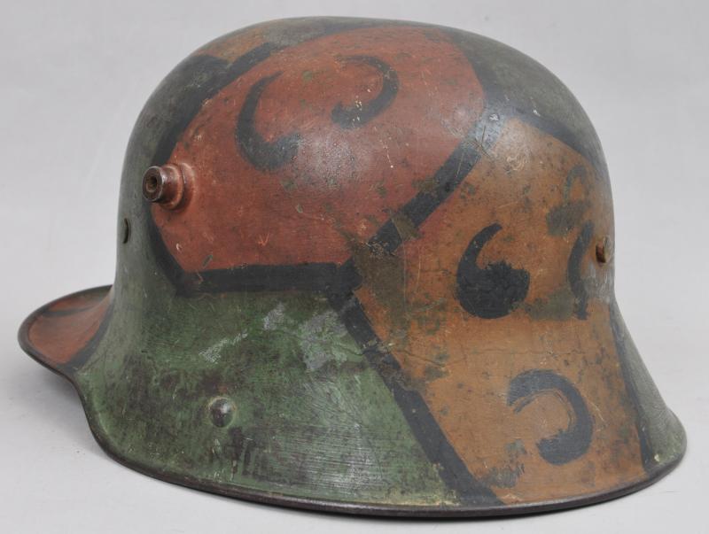 Published WW1 German M16 Camouflage Helmet With Unique Swirl Effect