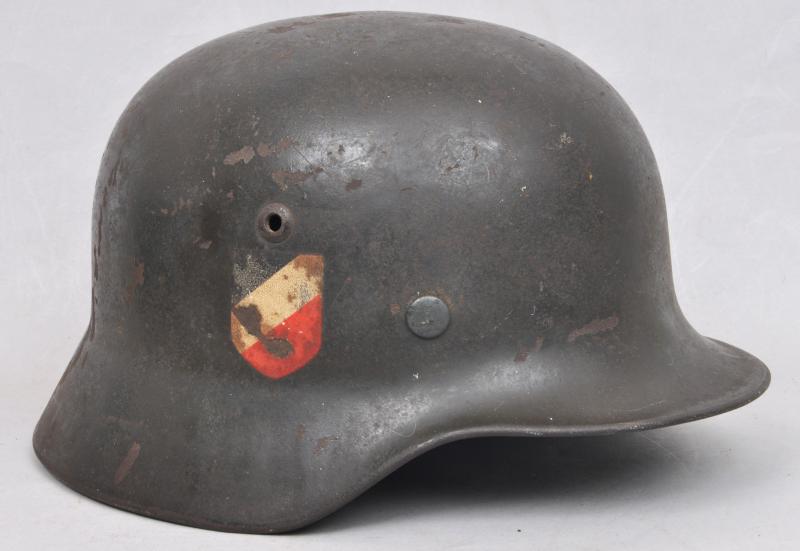 WW2 German M35 Double Decal Luftwaffe Helmet With Cut Chinstrap