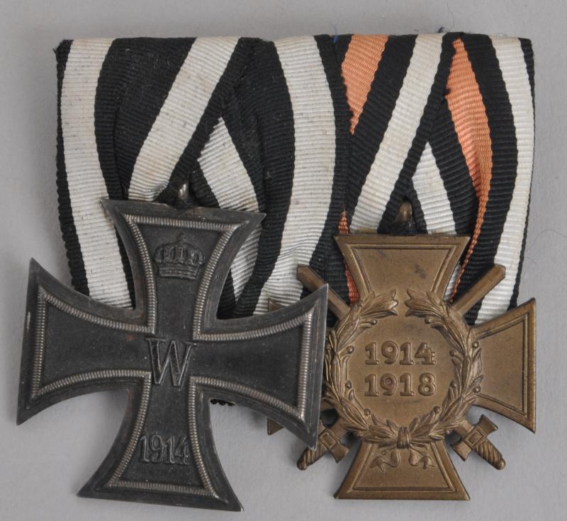 WW1 German Iron Cross & War Honour Cross Medal Pair