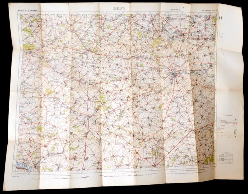 WW1 British Pocket Map - Lens II ( Arras , Bapaume Etc ) 1916