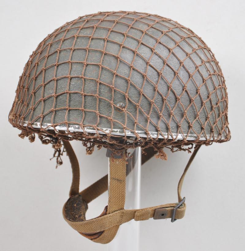 WW2 British Camouflage Netted Paratrooper Helmet ( HSAT) Mk2 Model 1944 Dated