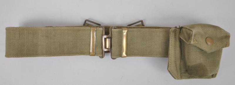 WW2 British '37 Patt Webbing Belt 1939 With '43 Dated Ammunition Pouch