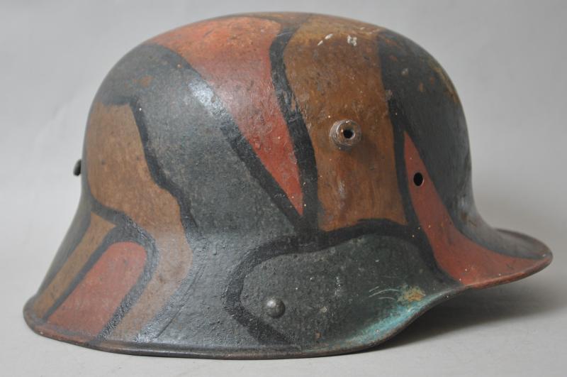 WW1 US GI Doughboy Painted German 'Mimickry' Camouflage Helmet