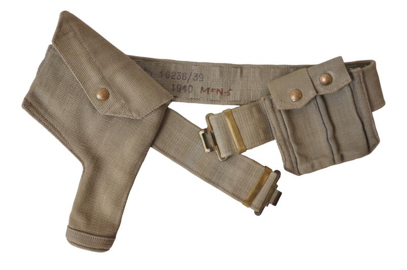 WW2 British '25 Pattern RAF Pistol Belt Set With Rare Automatic Pistol Magazine Pouch