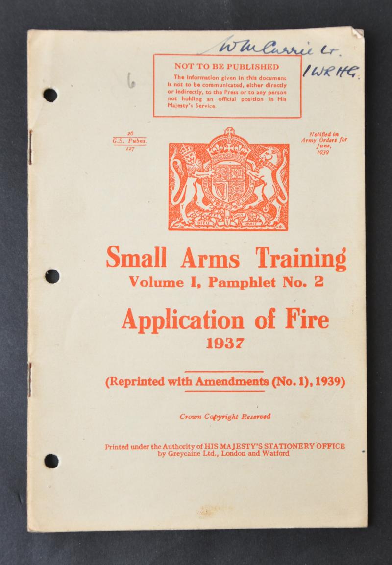 ' Application of Fire 1937 ' - WW2 British Small Arms Training Manual