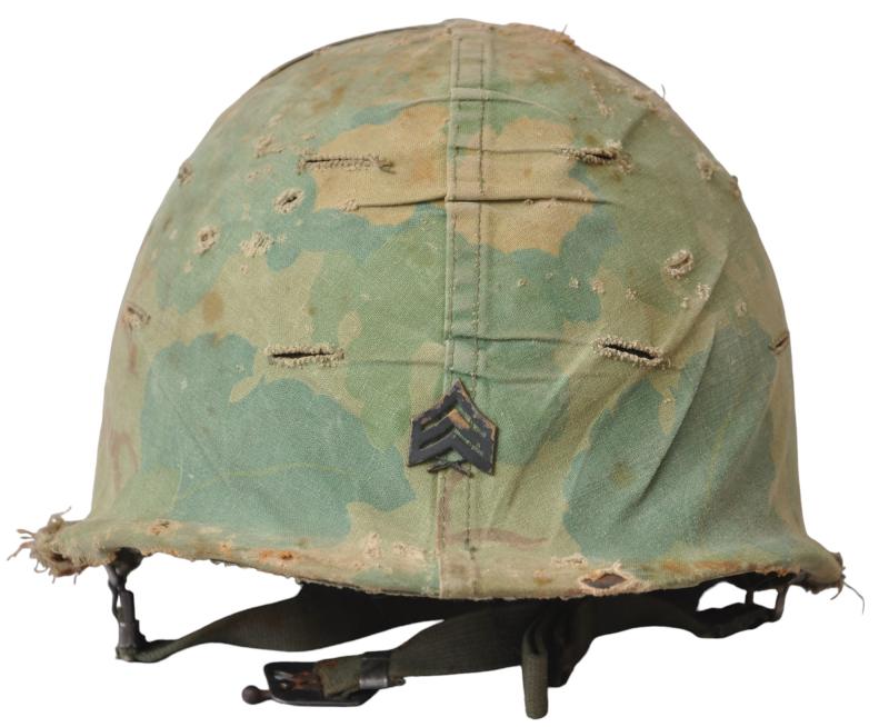Vietnam War USMC Helmet With 'Gunny Sergeant ' Insignia To Front