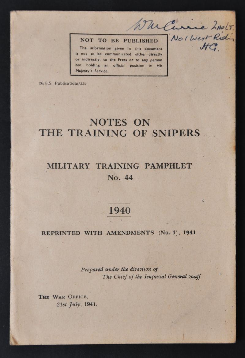 'Notes On The Training Of Snipers' - 1940
