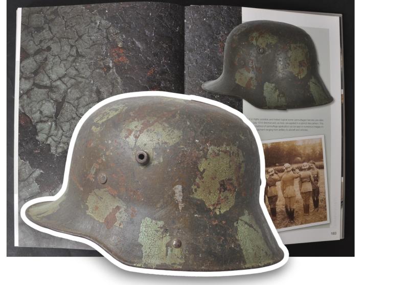 Published WW1 German Splotch Camouflage Helmet With Battle Damage