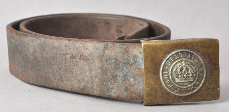 WW1 German Saxon Marked Belt & 1847 Pattern Buckle - Regt Markings To Belt & Buckle