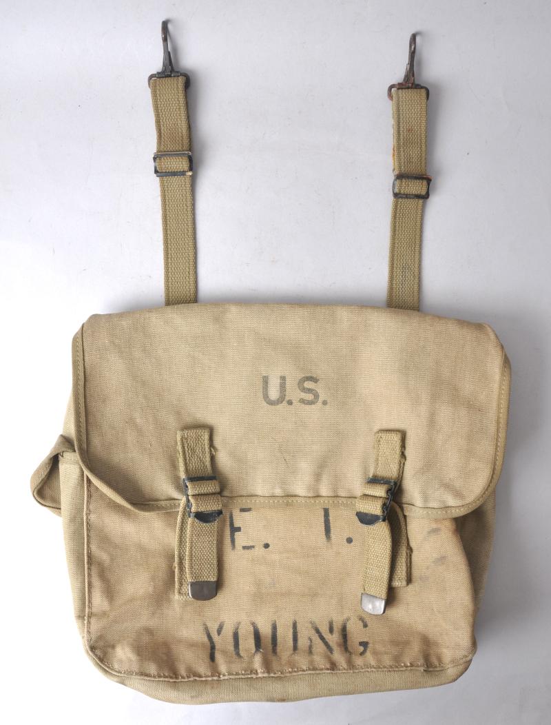 WW2 US M36 Field Bag (Musette Bag) - Named & Numbered 1943