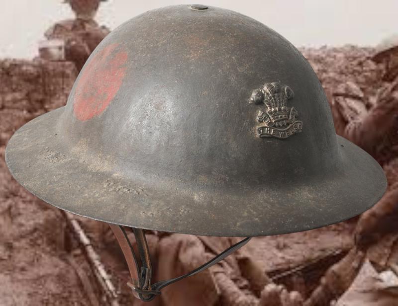 WW1 Welsh Regiment Officers Helmet - Gieves & Hawkes Liner