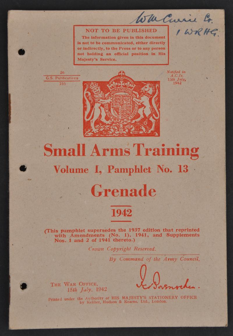 WW2 British ' Grenade' Small Arms Training Manual 1942