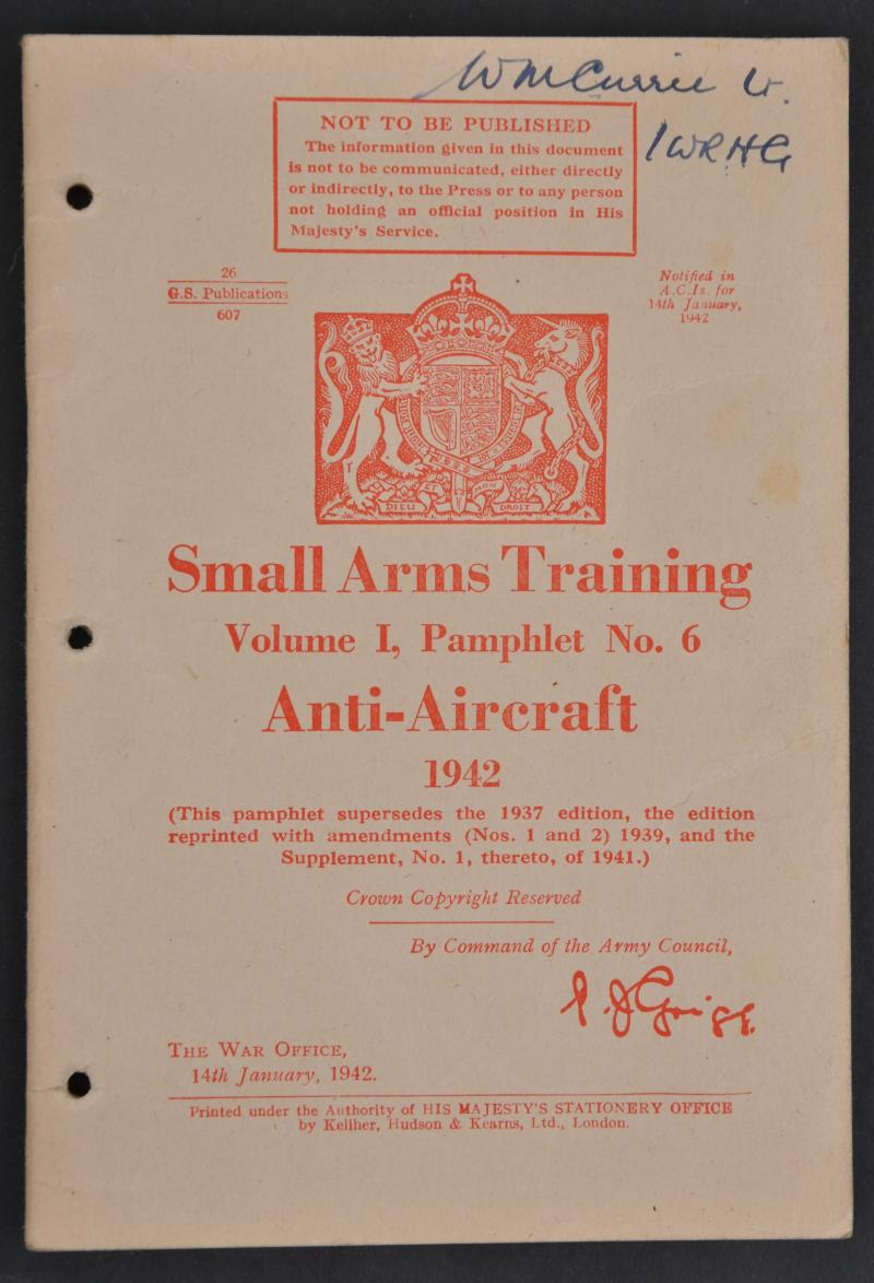 WW2 British 'Anti Aircraft' - Small Arms Training Manual 1942