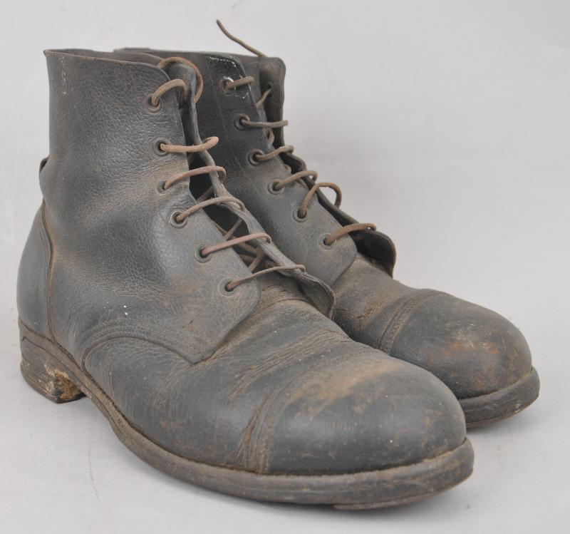 WW2 British B.E.F Dunkirk Period Ankle Boots - Rare 1940 Date & Original Laces