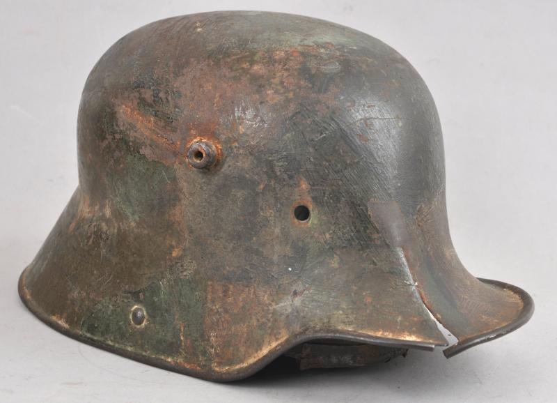 WW1 German Battle Damaged Camouflage M16 Helmet