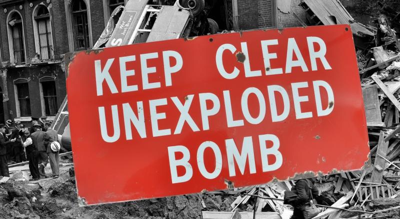 WW2 'Blitz' Bomb Disposal Sign - Unexploded Bomb