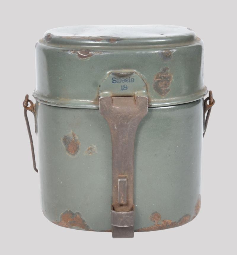 WW1 German Enamelled Messtin set - 1918 Matching Maker & Date Marked