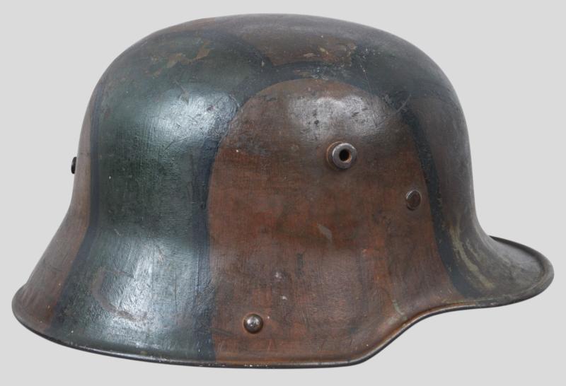 WW1 German Named Post Home M17 Camouflage Helmet With Postage Stamps To Crown