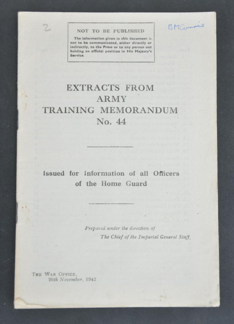 Home Guard Officers Training Memorandum No.44 1942