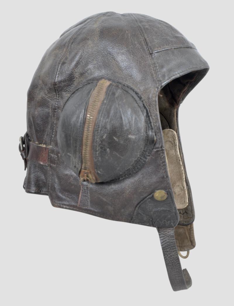 WW2 British RAF B Type Flying Helmet 1940 - With Cheek Protectors & Rubber Earcups