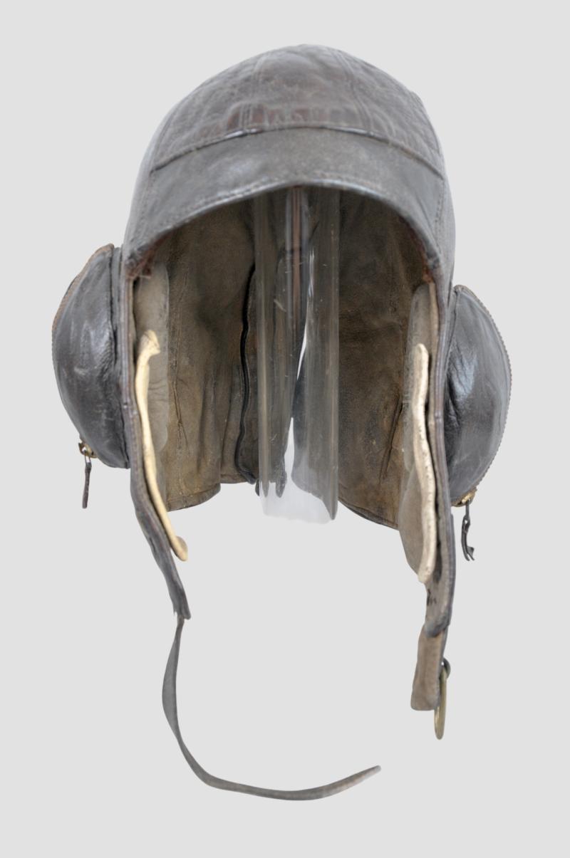 WW2 British RAF B Type Flying Helmet 1940 - With Cheek Protectors & Rubber Earcups