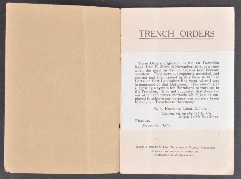 WW1 British ' Trench Orders' Manual By Gale & Polden