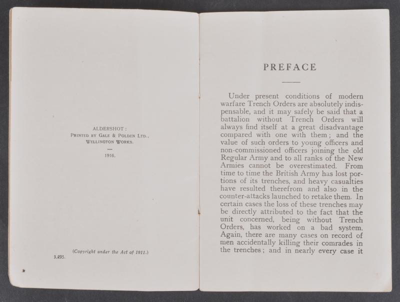 WW1 British ' Trench Orders' Manual By Gale & Polden
