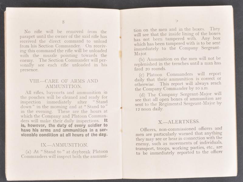 WW1 British ' Trench Orders' Manual By Gale & Polden