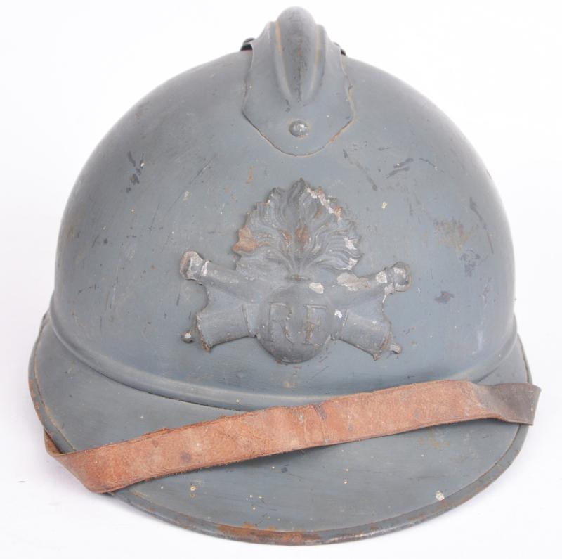 WW1 French M15 Artillery Adrian Helmet - Early Horizon Blue Paint