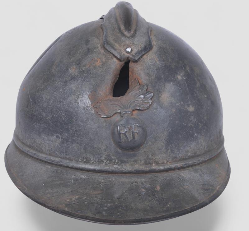Published WW1 French Battle Damaged M15 Adrian Infantry Helmet
