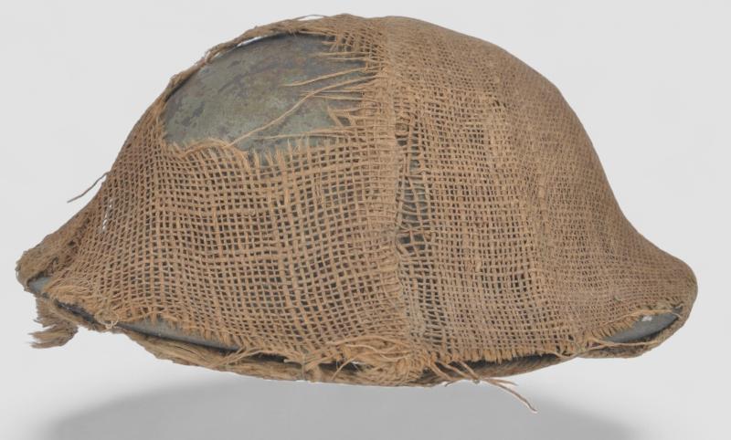 WW1 British War Office Brodie Helmet With Hessian Camouflage Cover
