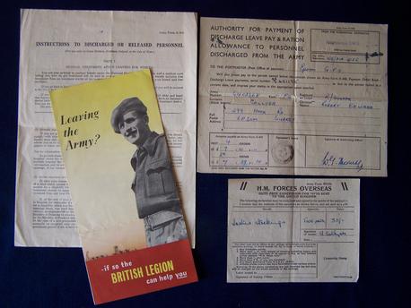 WW2 British Discharge Papers & Related Ephemera