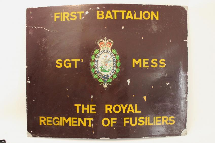 British Army Barracks Sign  ' Sgts Mess Royal Regiment of Fusiliers ' 