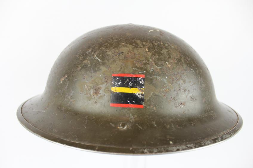 Rare WW2 Canadian Normandy Unit Flashed helmet - 1st Canadian Armoured Car Regiment  
